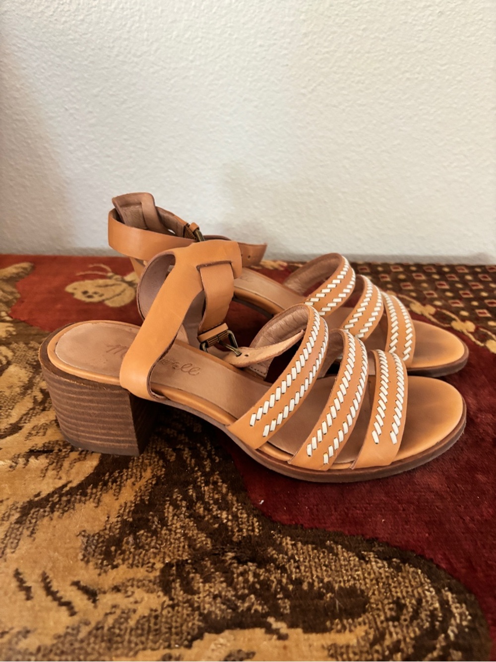 Women's Tan Strappy Braided Sandals